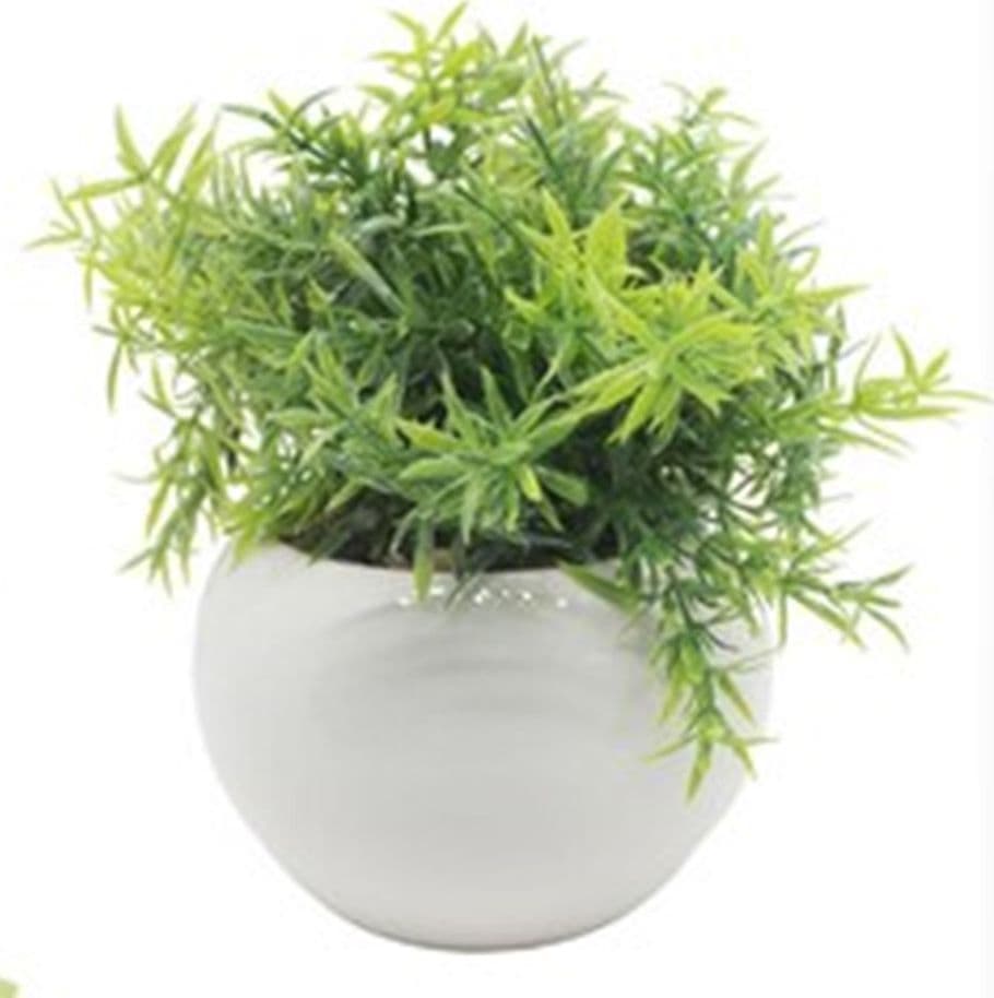 VASETTO IN CERAMICA BIANCO CON PIANTINA ARTIFICIALE ASSORTITA 18CM DECORAZIONE CASA 164315 - 4