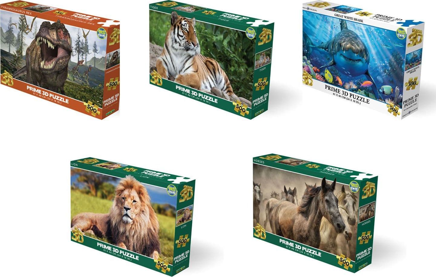 Puzzle Prime 3D 500pz Animals 5ass - 2