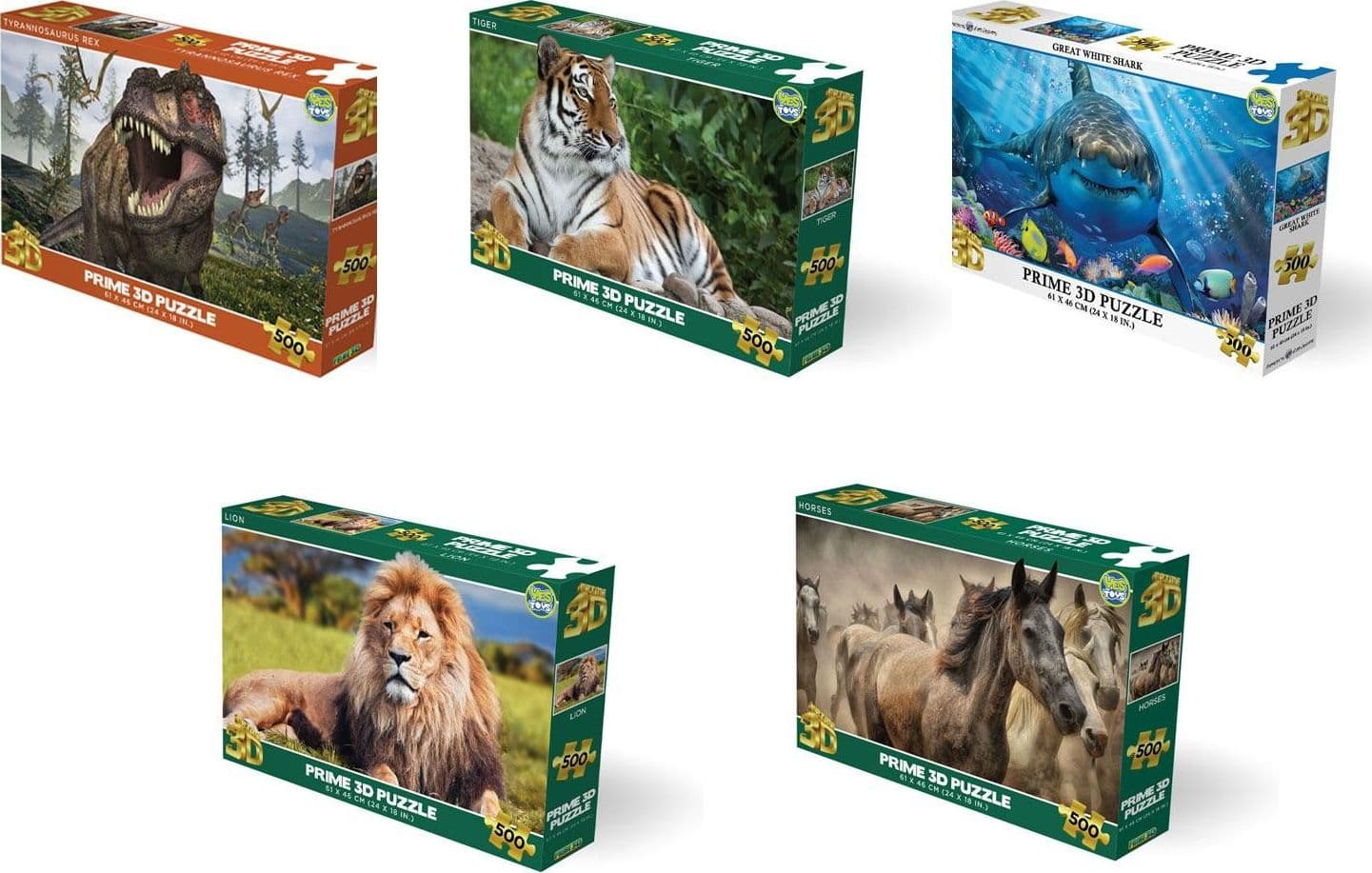 Puzzle Prime 3D 500pz Animals 5ass - 2