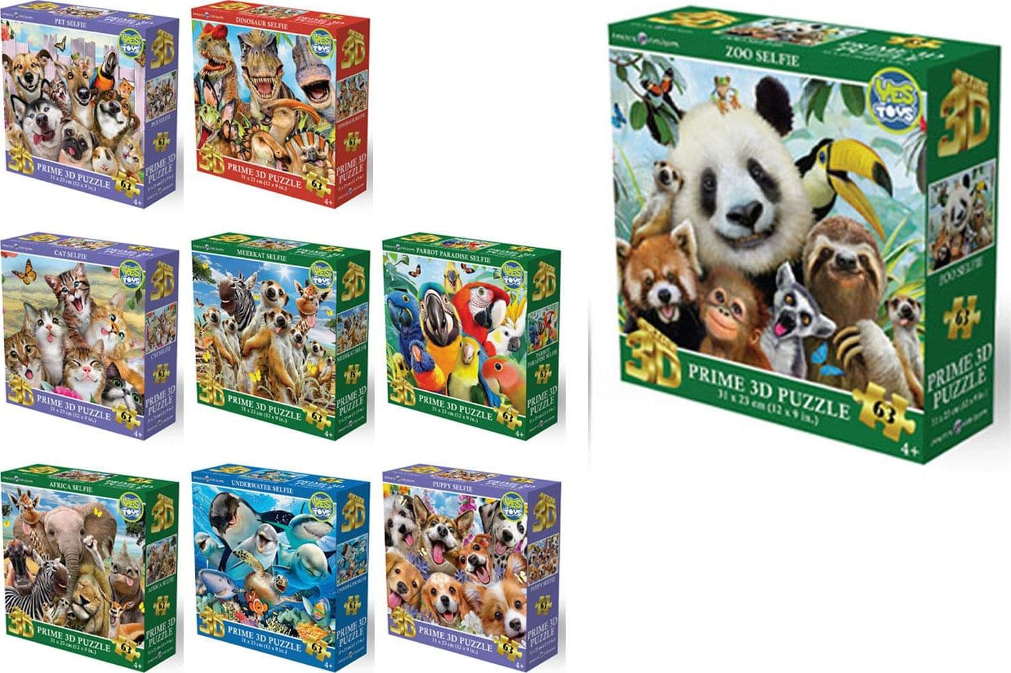 Puzzle Prime 3D 63pz Animal 9ass - 2