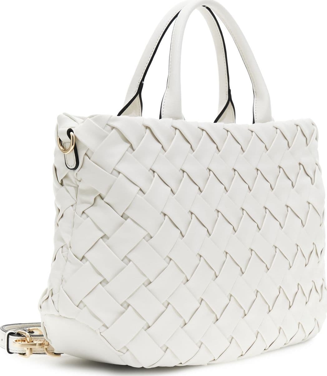 BORSA  A MANO IN MATERIALE SINTETICO EFFETTO NAPPA CON GOFFRATURA, PATCH CON LET - 2