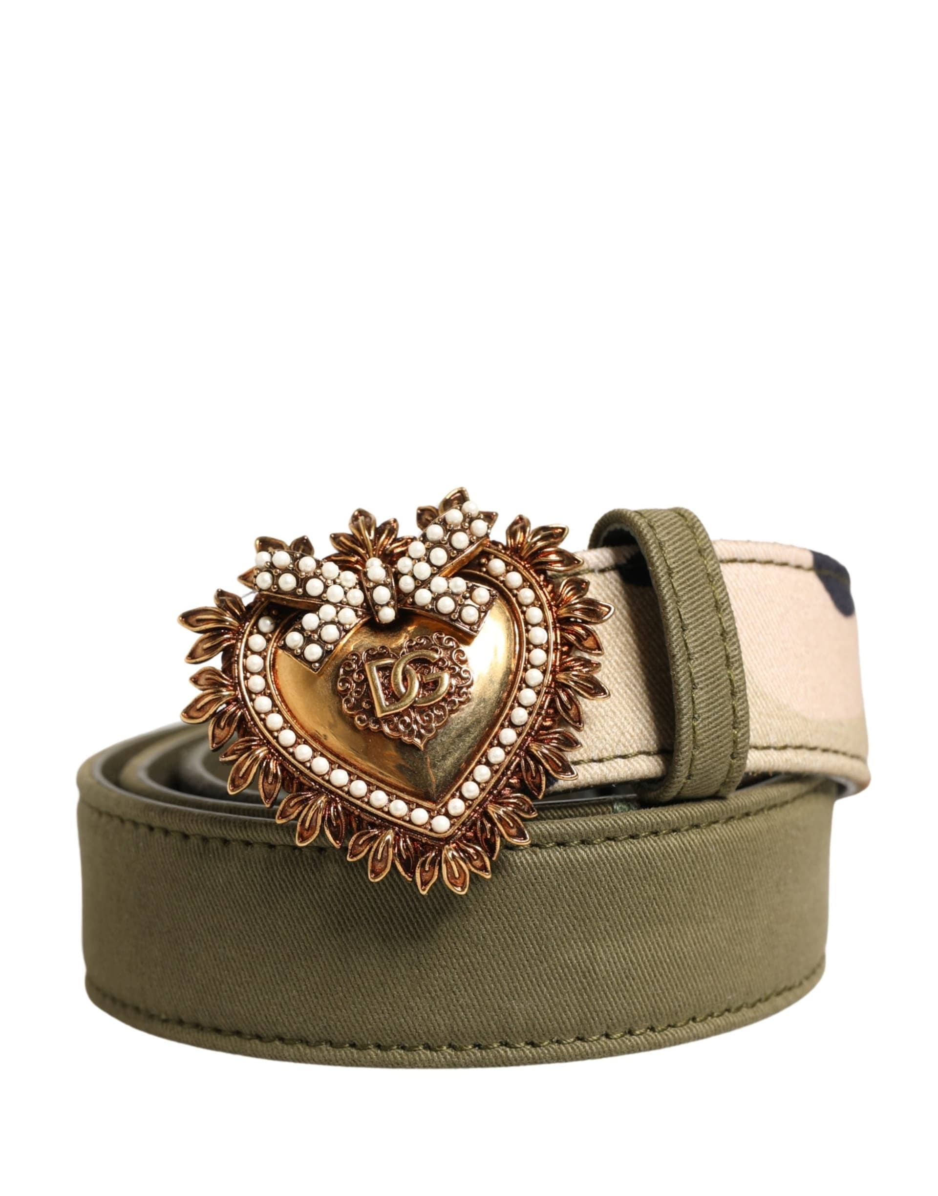 Dolce & Gabbana Green Camouflage Devotion Metal Buckle Belt - 2