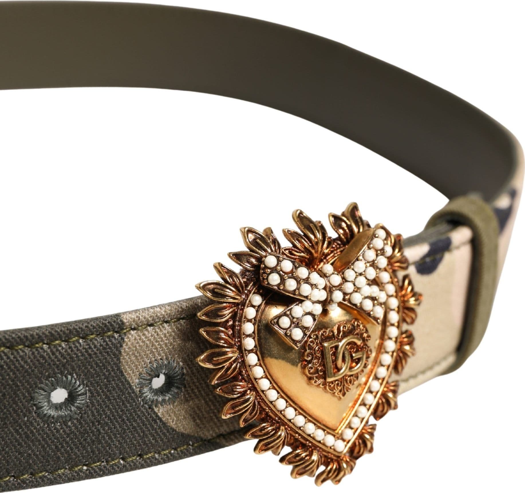 Dolce & Gabbana Green Camouflage Devotion Metal Buckle Belt - 4