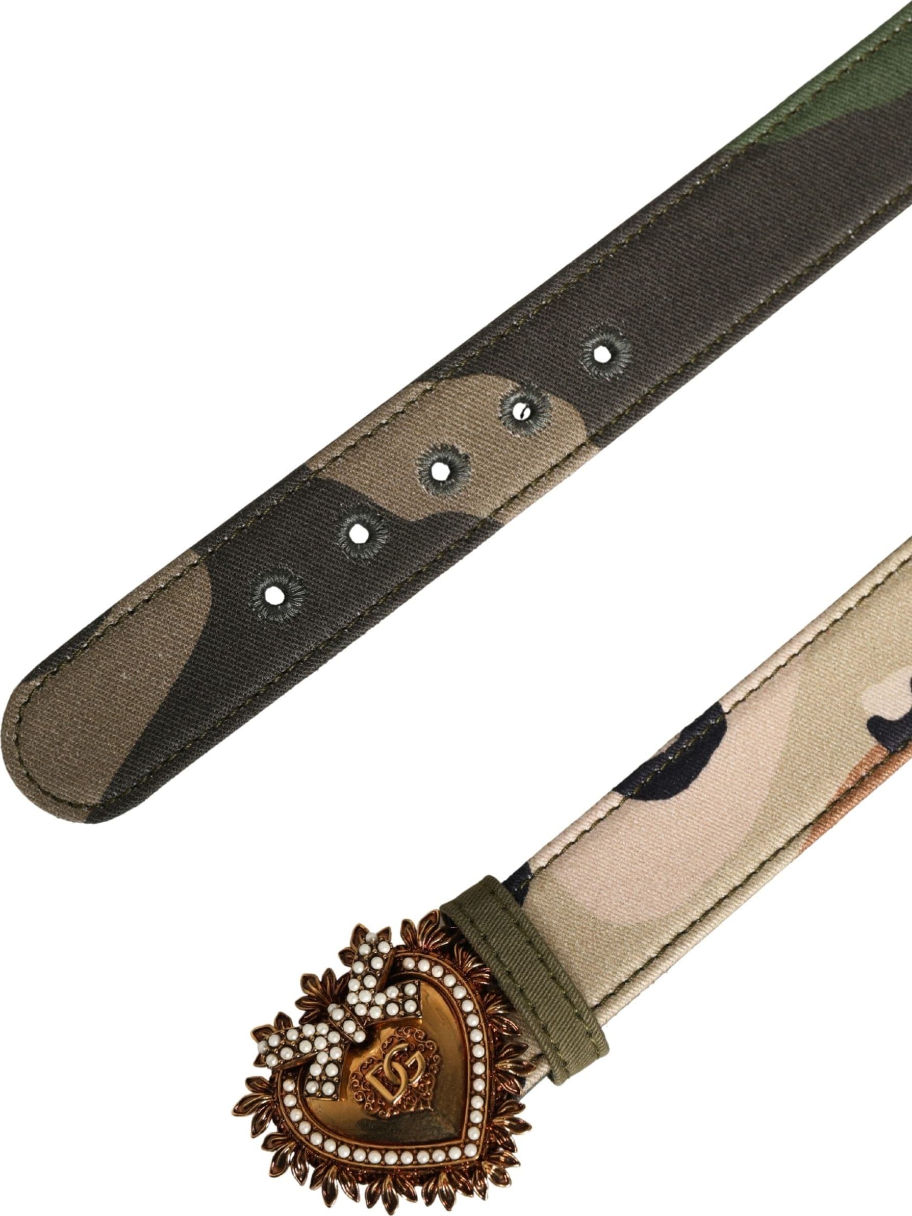 Dolce & Gabbana Green Camouflage Devotion Metal Buckle Belt - 7