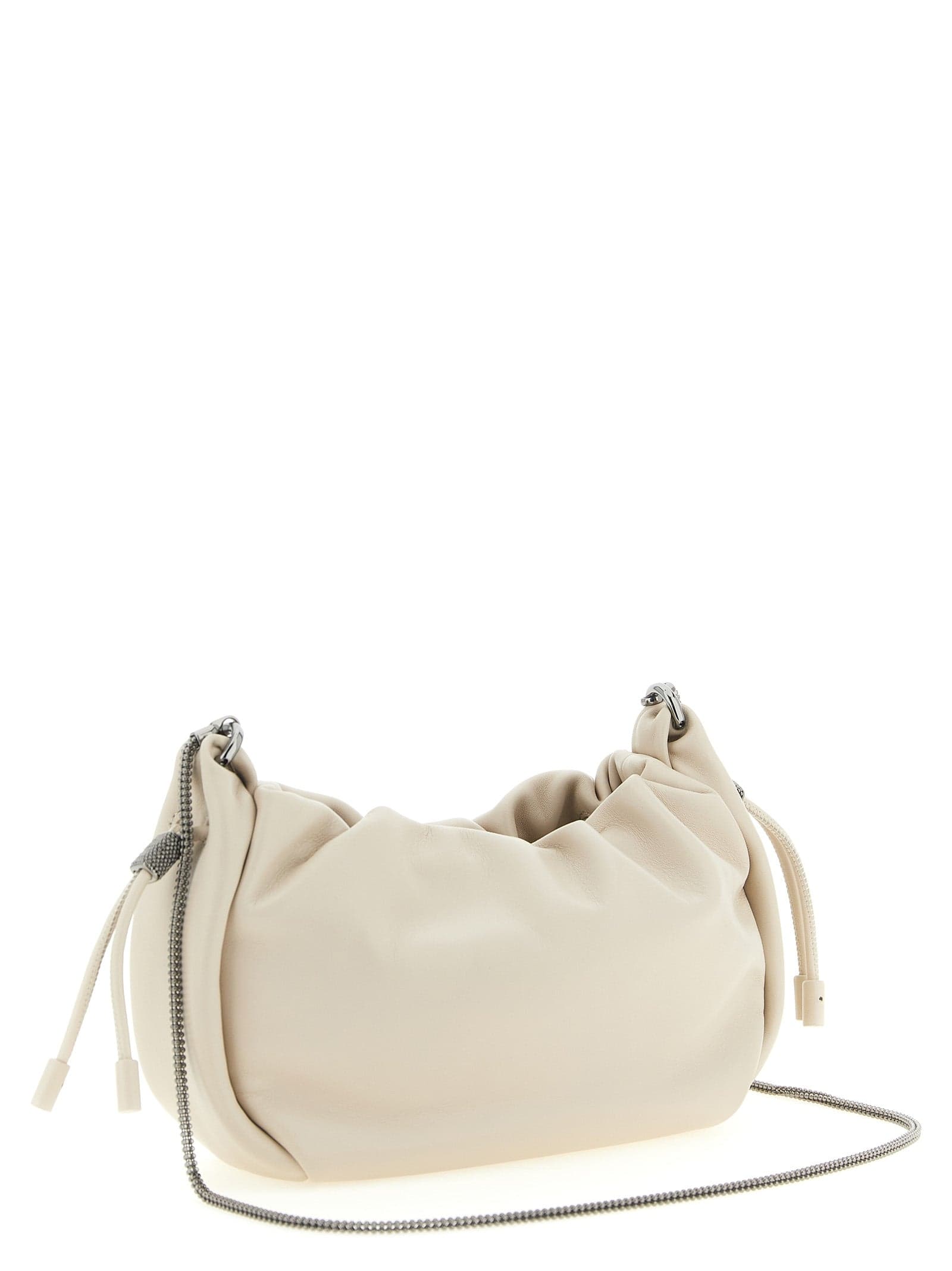 Brunello Cucinelli White Lamb Leather Crossbody Bag - 2