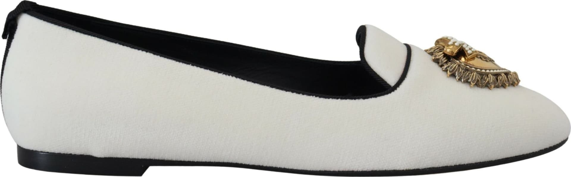 Dolce & Gabbana White Velvet Slip Ons Loafers Flats Shoes - 6