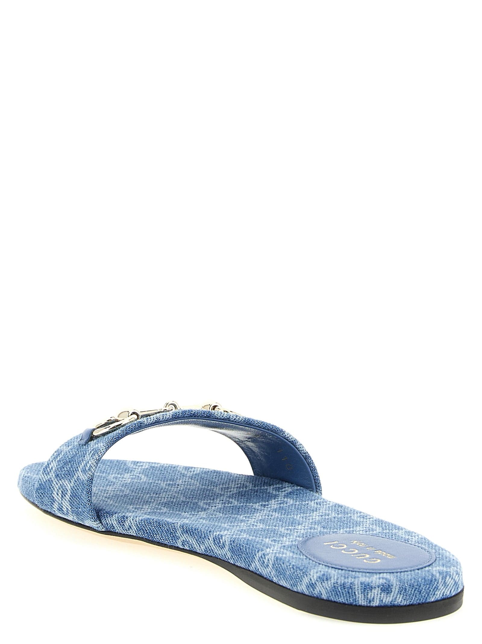 Gucci Blue Cotton Slides - 3