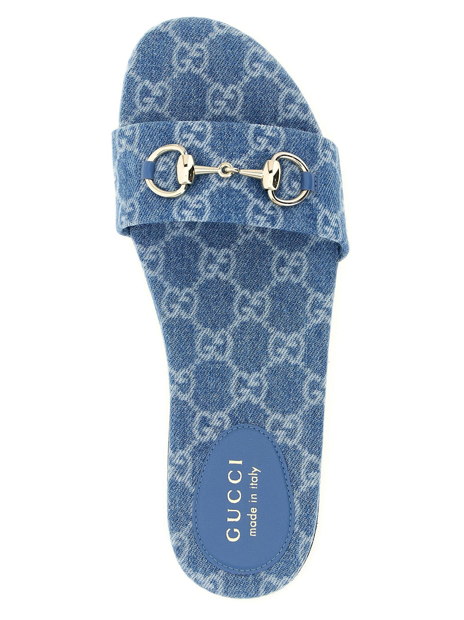 Gucci Blue Cotton Slides - 4
