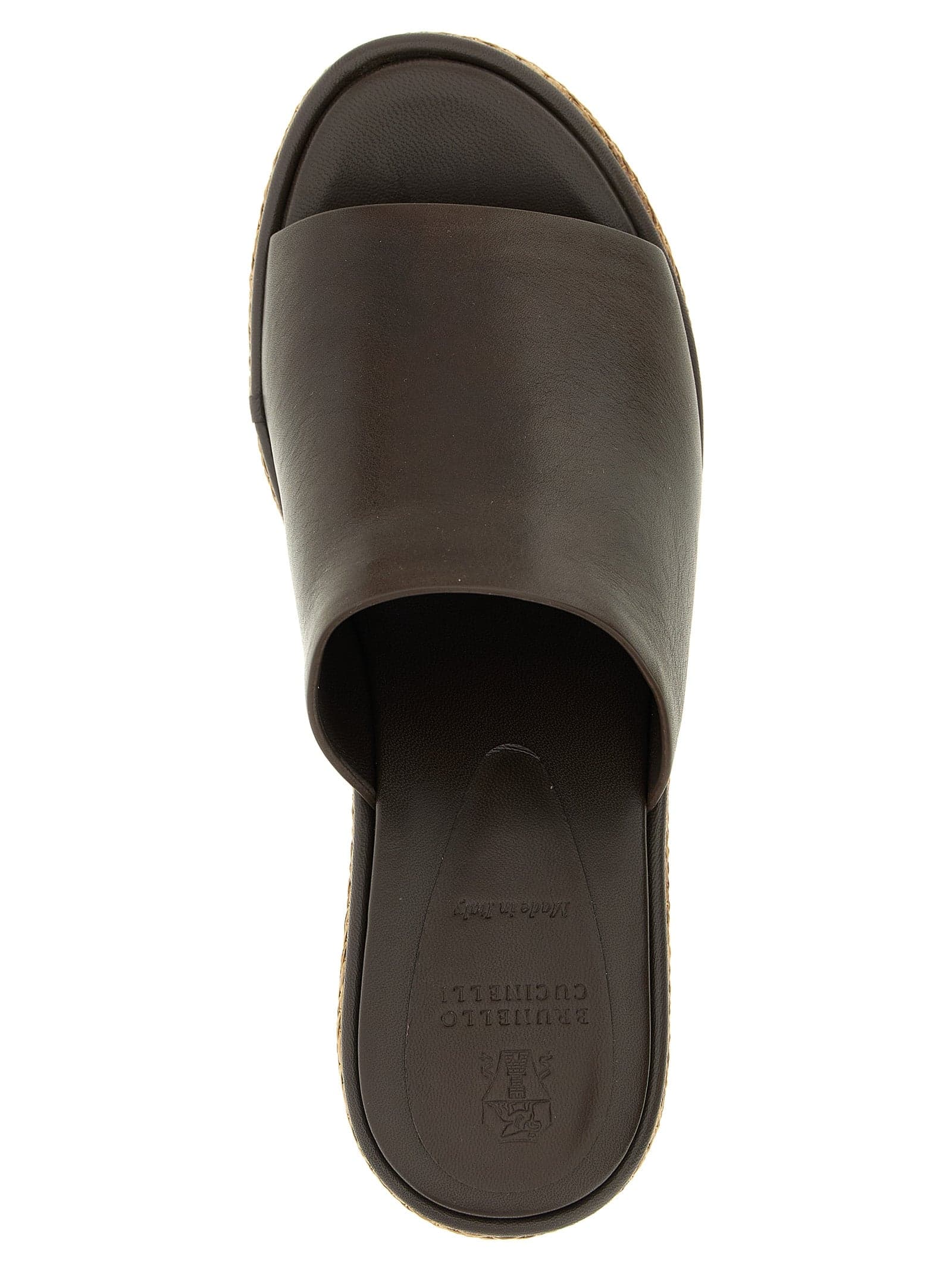Brunello Cucinelli Brown Calfskin Wedge Sandals - 4