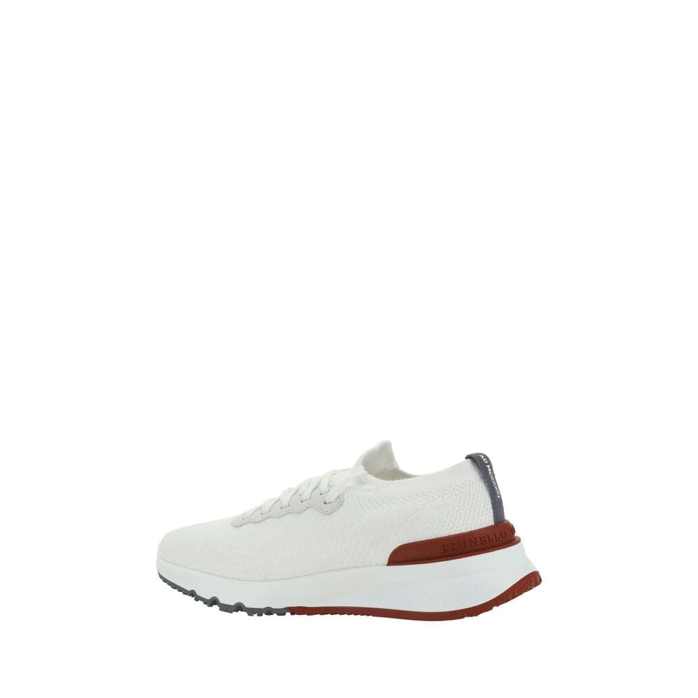 Brunello Cucinelli White Cotton Low Top Sneakers - 3