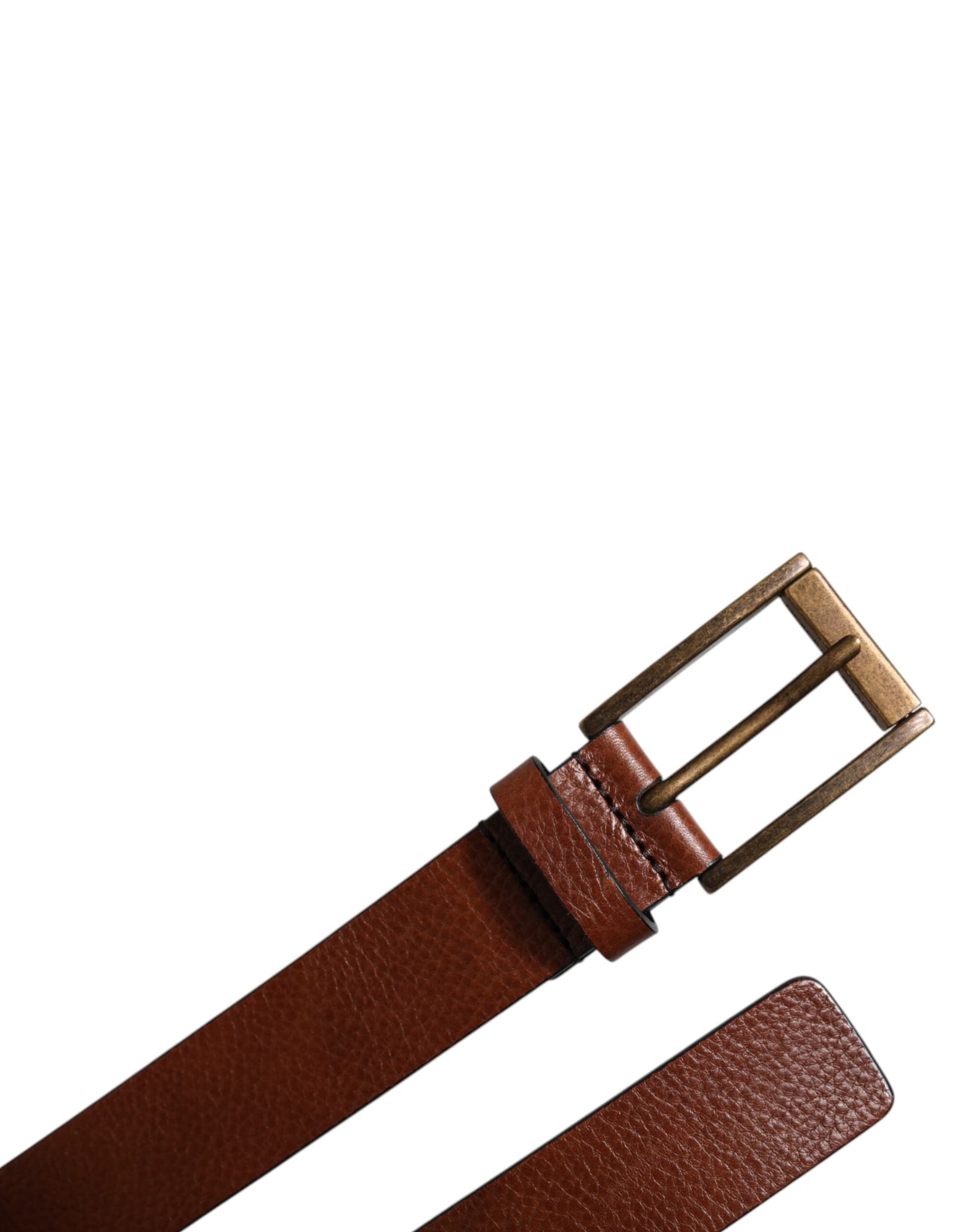 Dolce & Gabbana Brown Calf Leather Classic Metal Buckle Belt - 6