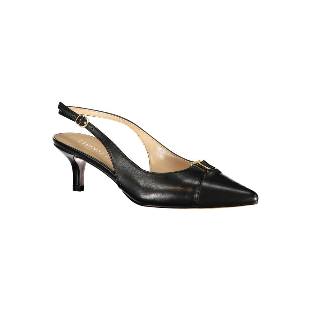 Twinset Black Leather Women Sandal - 2