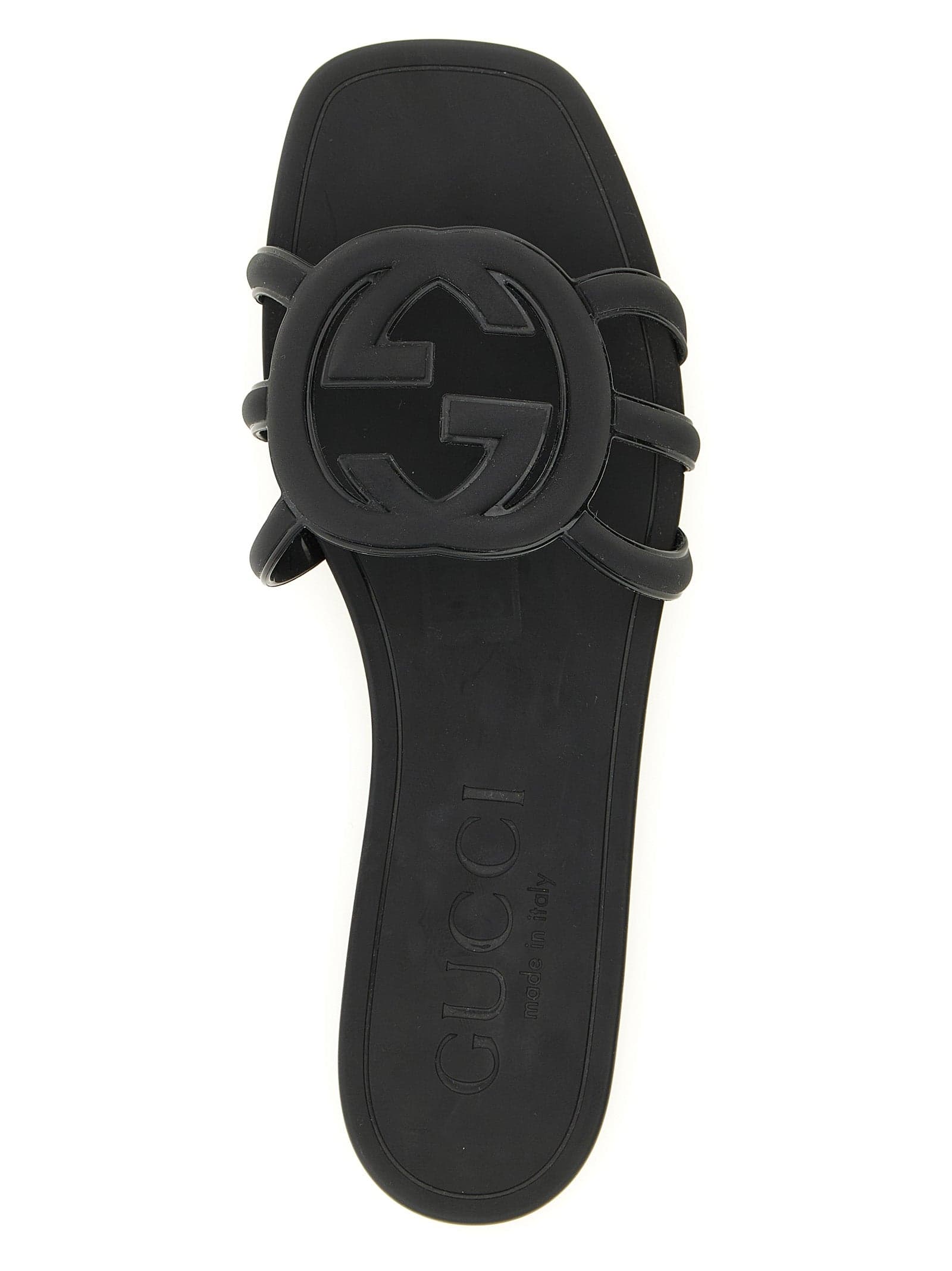 Gucci Black Rubber Slides - 4