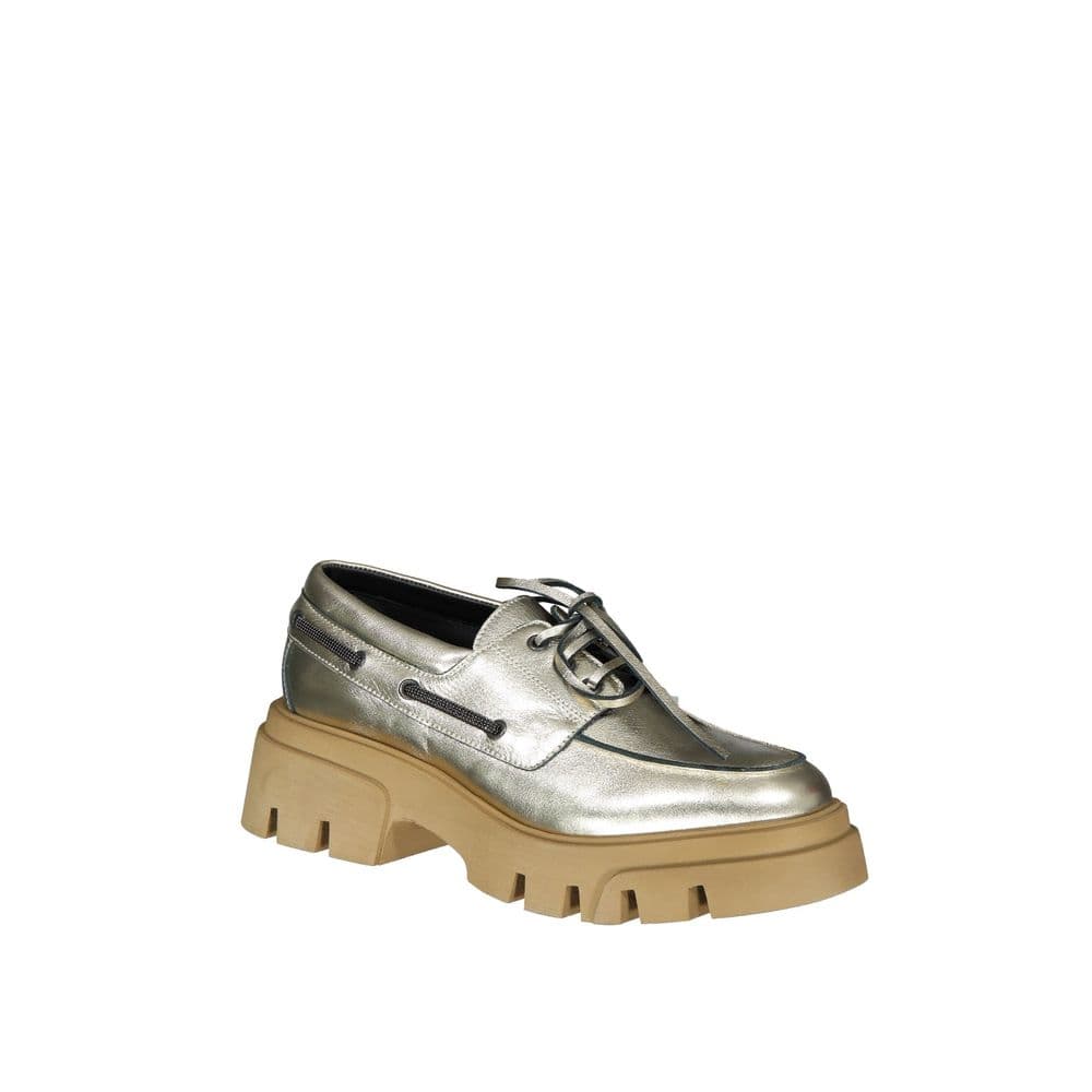 Brunello Cucinelli Gold Leather Platform Loafers - 2