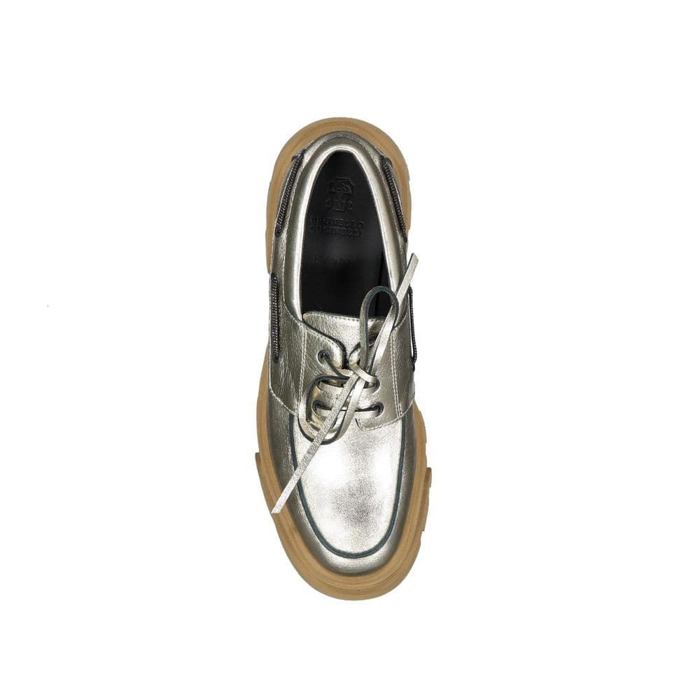 Brunello Cucinelli Gold Leather Platform Loafers - 4