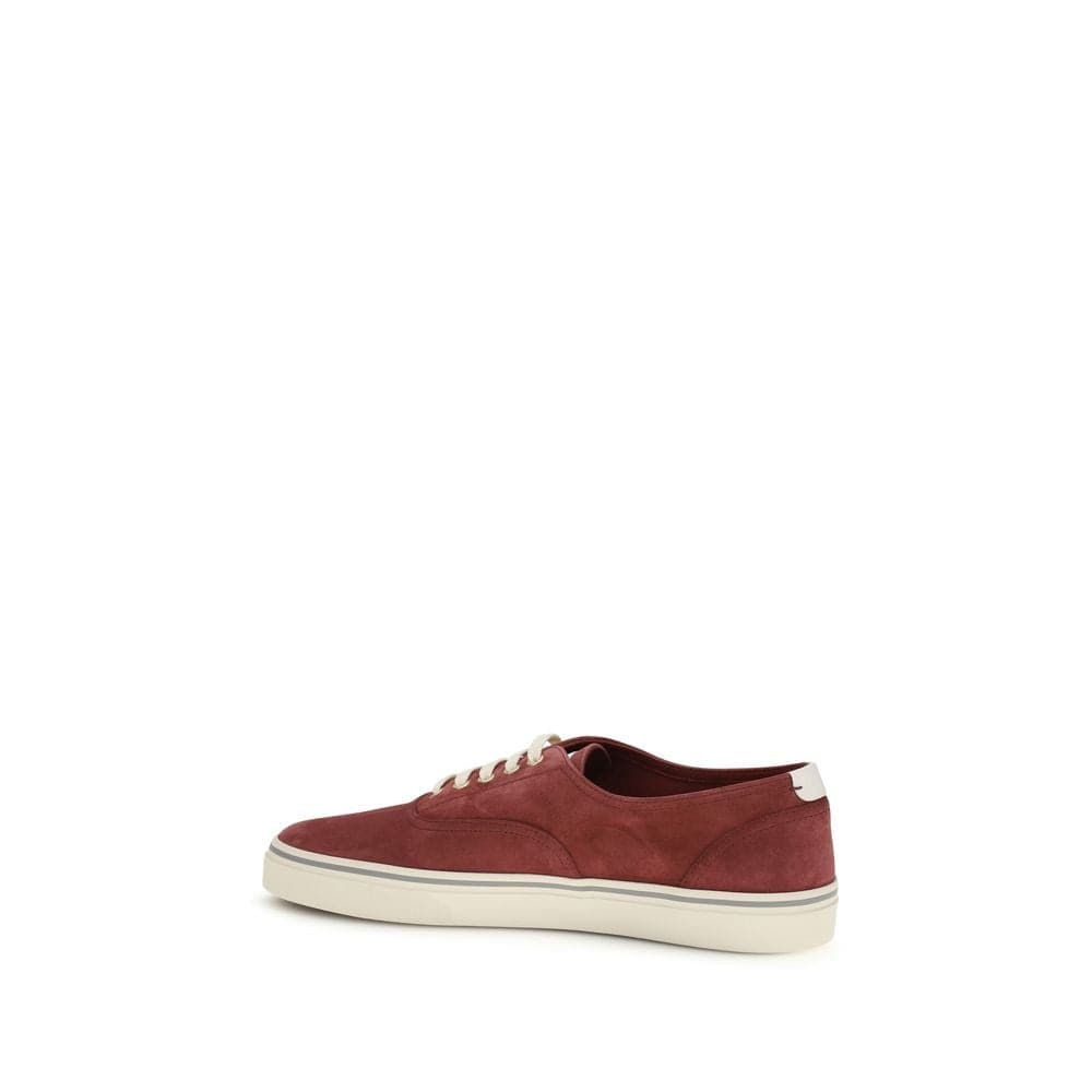 Brunello Cucinelli Bordeaux Calf Leather Bos Taurus Low Top Sneakers - 3