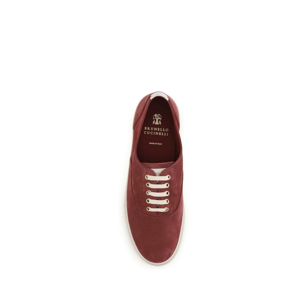 Brunello Cucinelli Bordeaux Calf Leather Bos Taurus Low Top Sneakers - 4