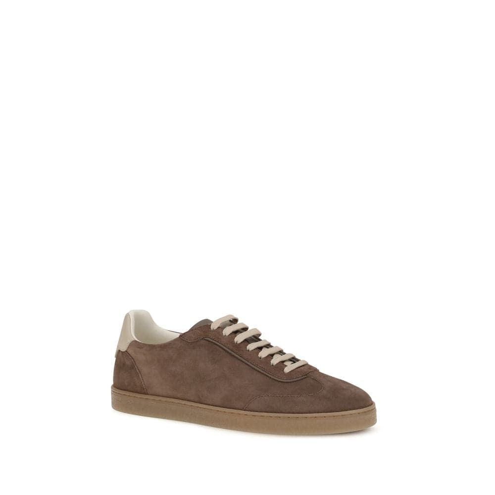 Brunello Cucinelli Beige Calf Leather Bos Taurus Low Top Sneakers - 2