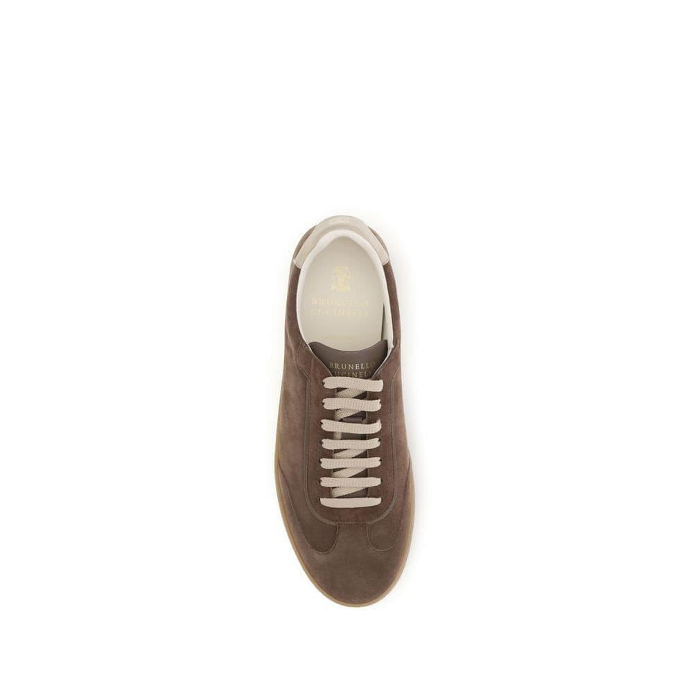 Brunello Cucinelli Beige Calf Leather Bos Taurus Low Top Sneakers - 4