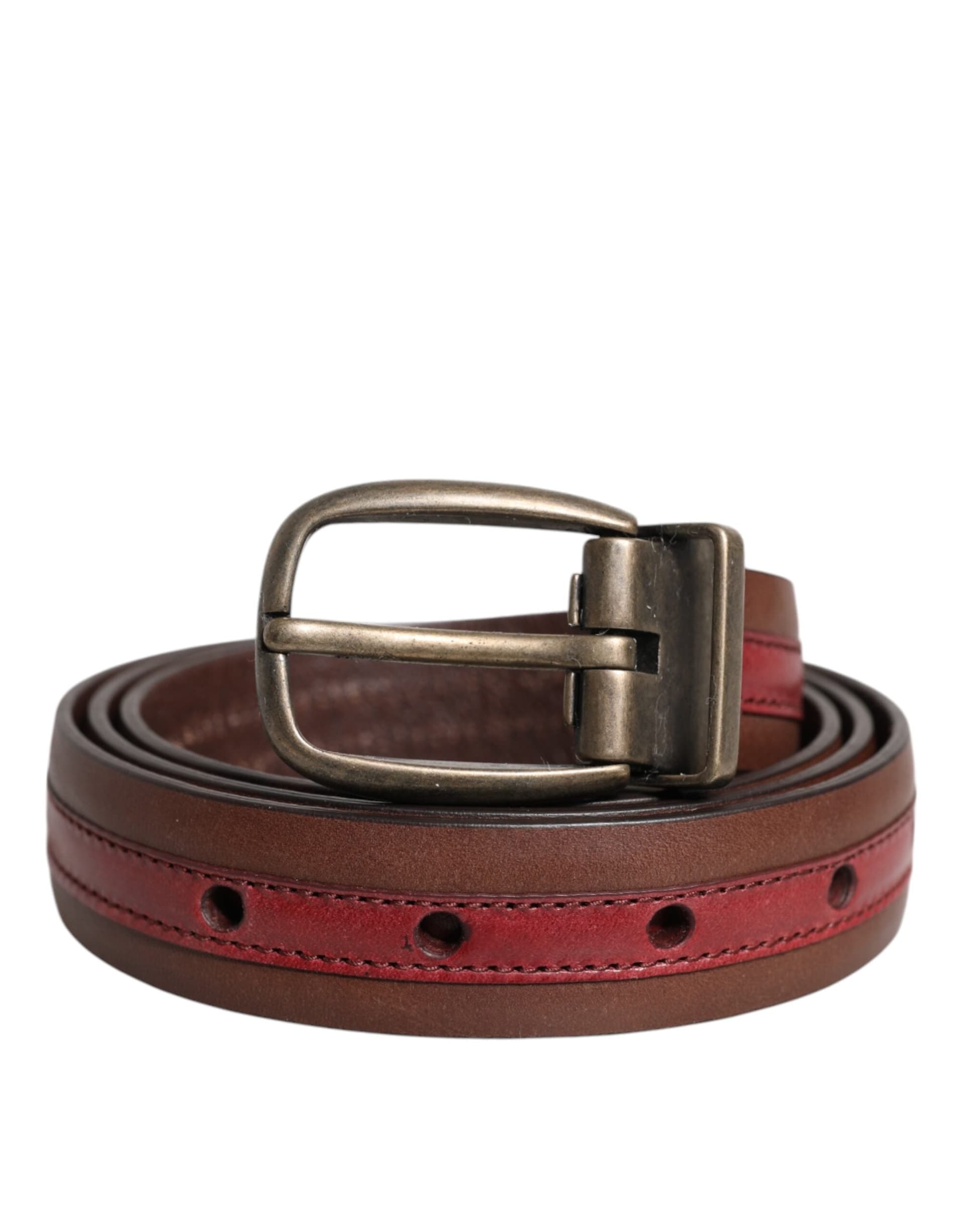 Dolce & Gabbana Burgundy Leather Metal Logo Buckle Belt - 2