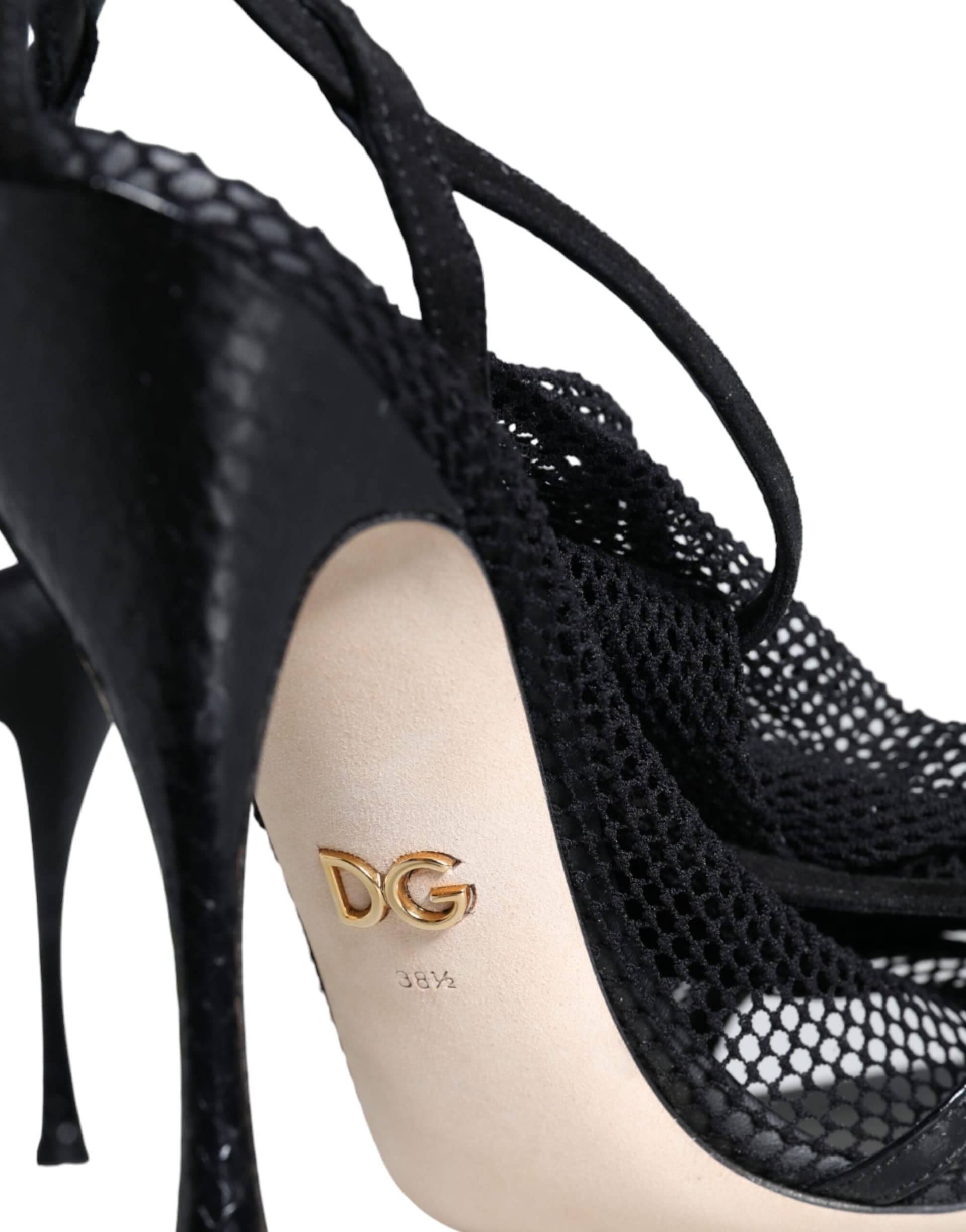 Dolce & Gabbana Black Mesh Stiletto Heels Sandals Shoes - 5