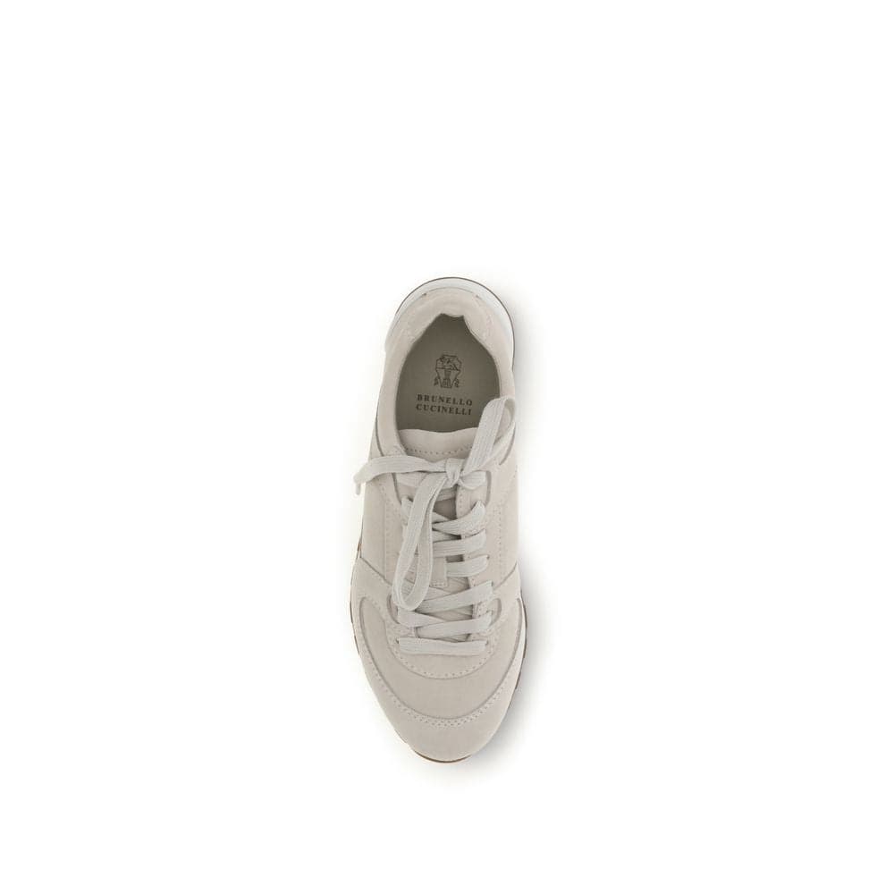 Brunello Cucinelli Beige Calf Leather Bos Taurus Low Top Sneakers - 4