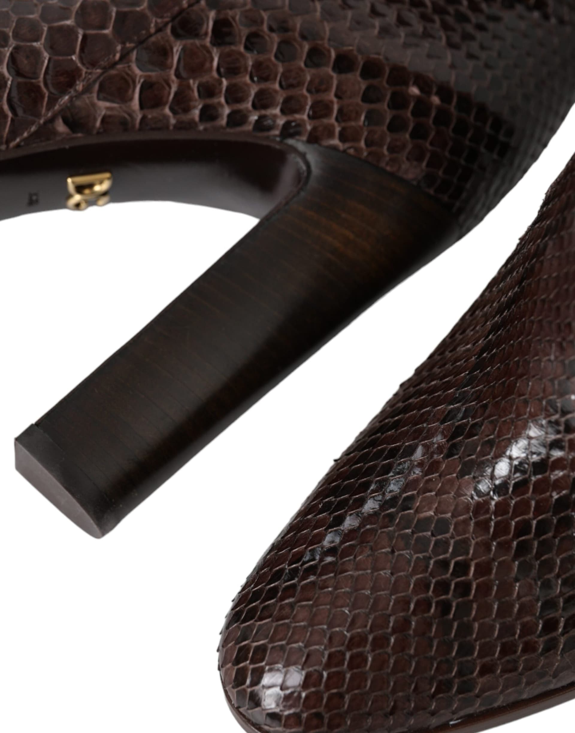 Dolce & Gabbana Brown Exotic Leather Heels High Boots Shoes - 7