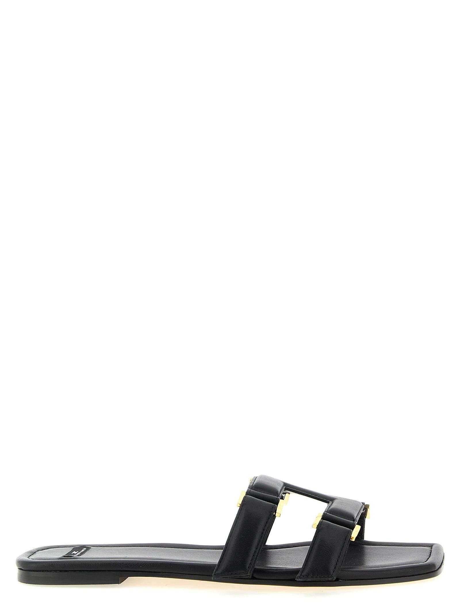 Elisabetta Franchi Black Lambskin Slides