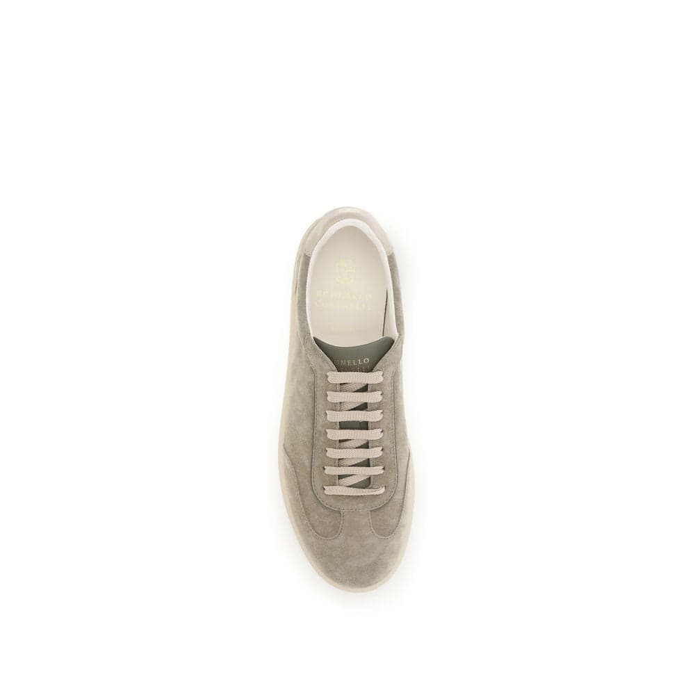Brunello Cucinelli Beige Calf Leather Bos Taurus Sneakers - 4
