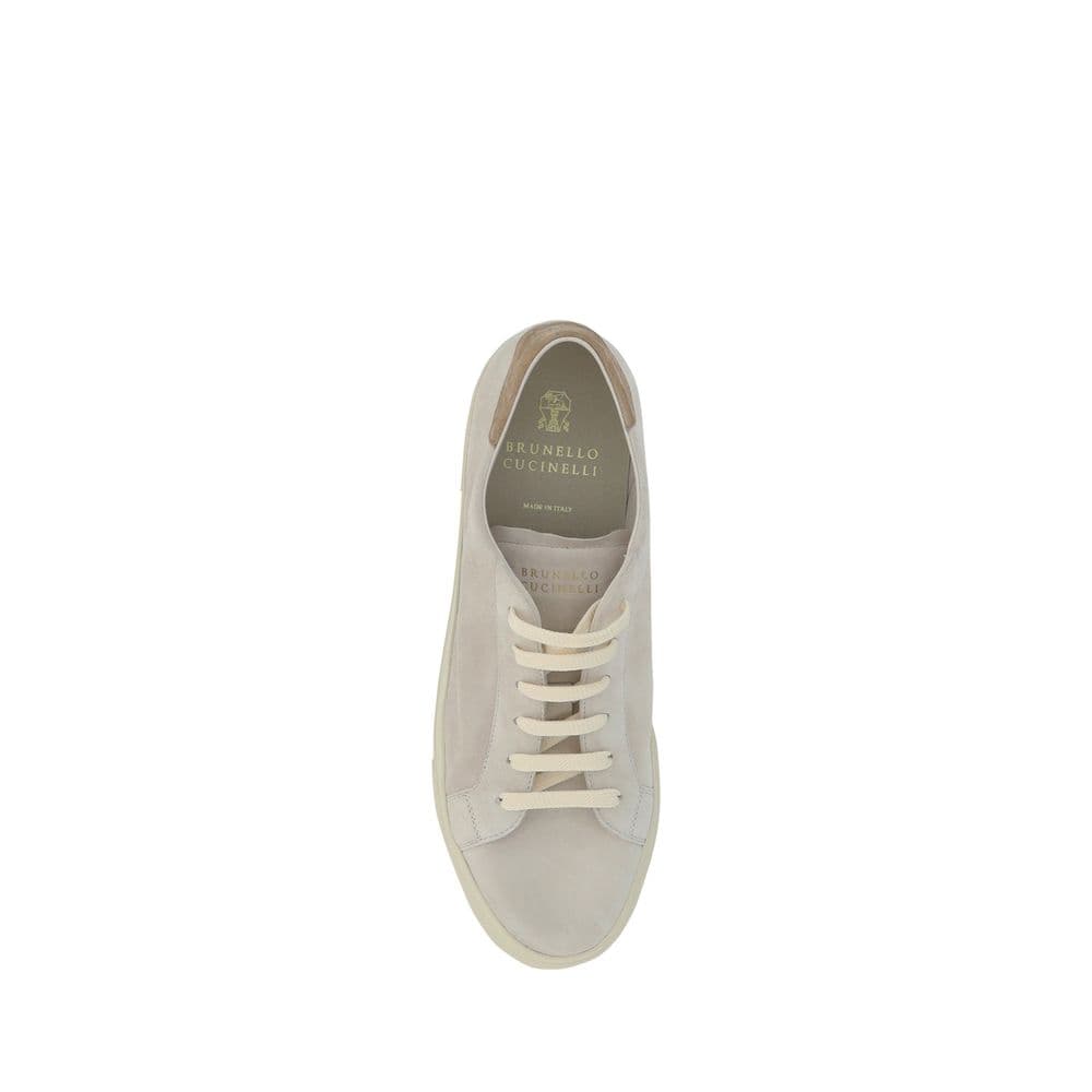 Brunello Cucinelli Cream White Leather Sneakers - 4