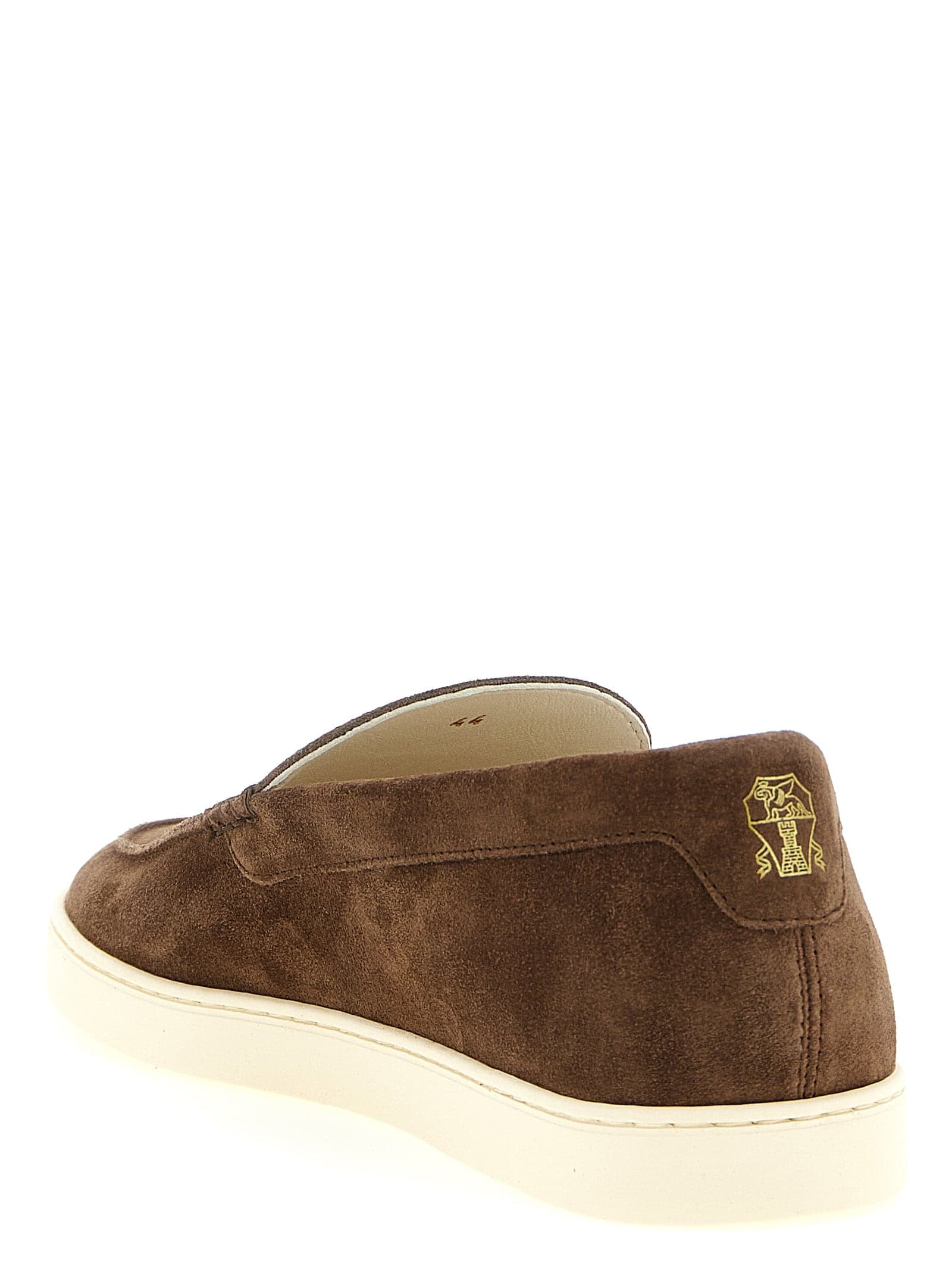 Brunello Cucinelli Brown Calfskin Slip-On Loafers - 3