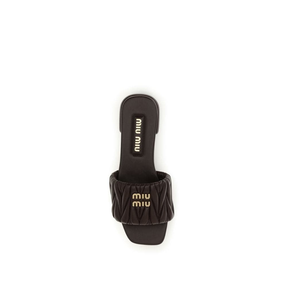 Miu Miu Brown Calf Leather Bos Taurus Flat Sandals - 4