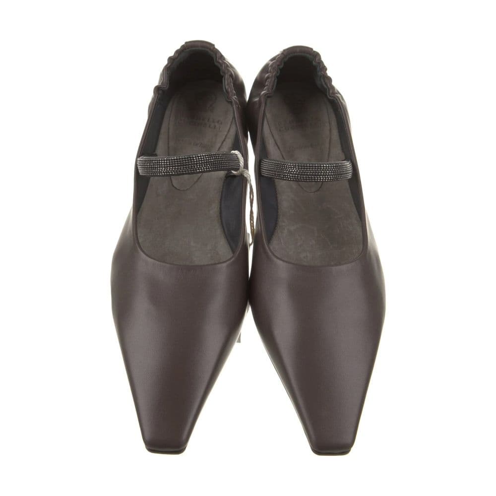 Brunello Cucinelli Brown Leather Ballet Flats - 3