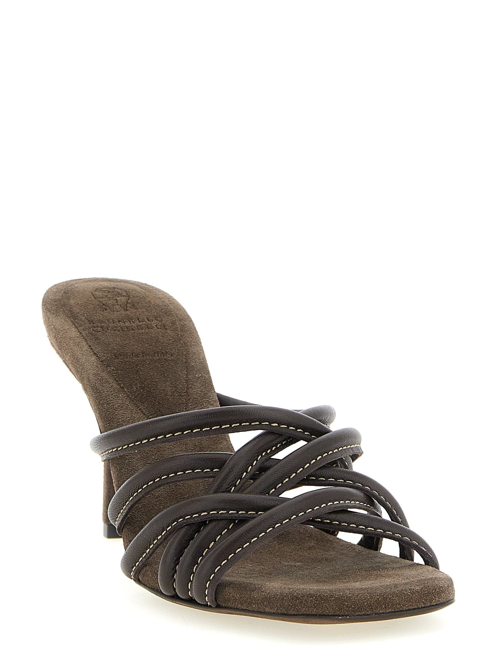 Brunello Cucinelli Brown Leather Stiletto Heel Sandals - 2