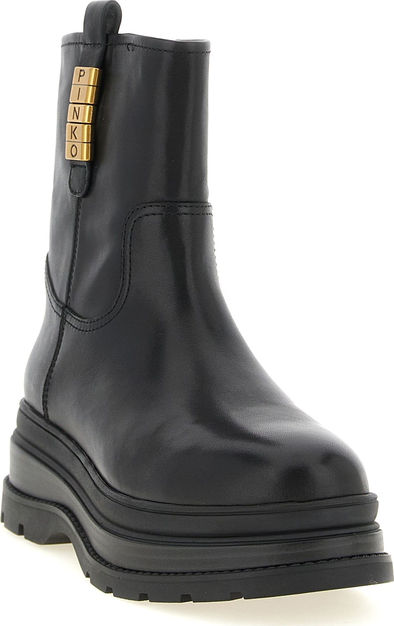 PINKO Black Cowhide Ankle Boots - 2