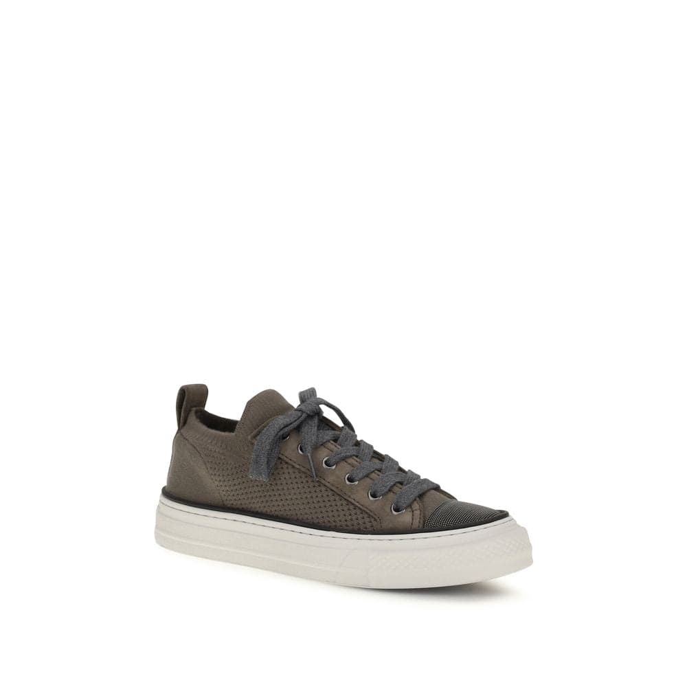 Brunello Cucinelli Brown Cotton Low Top Sneakers - 2