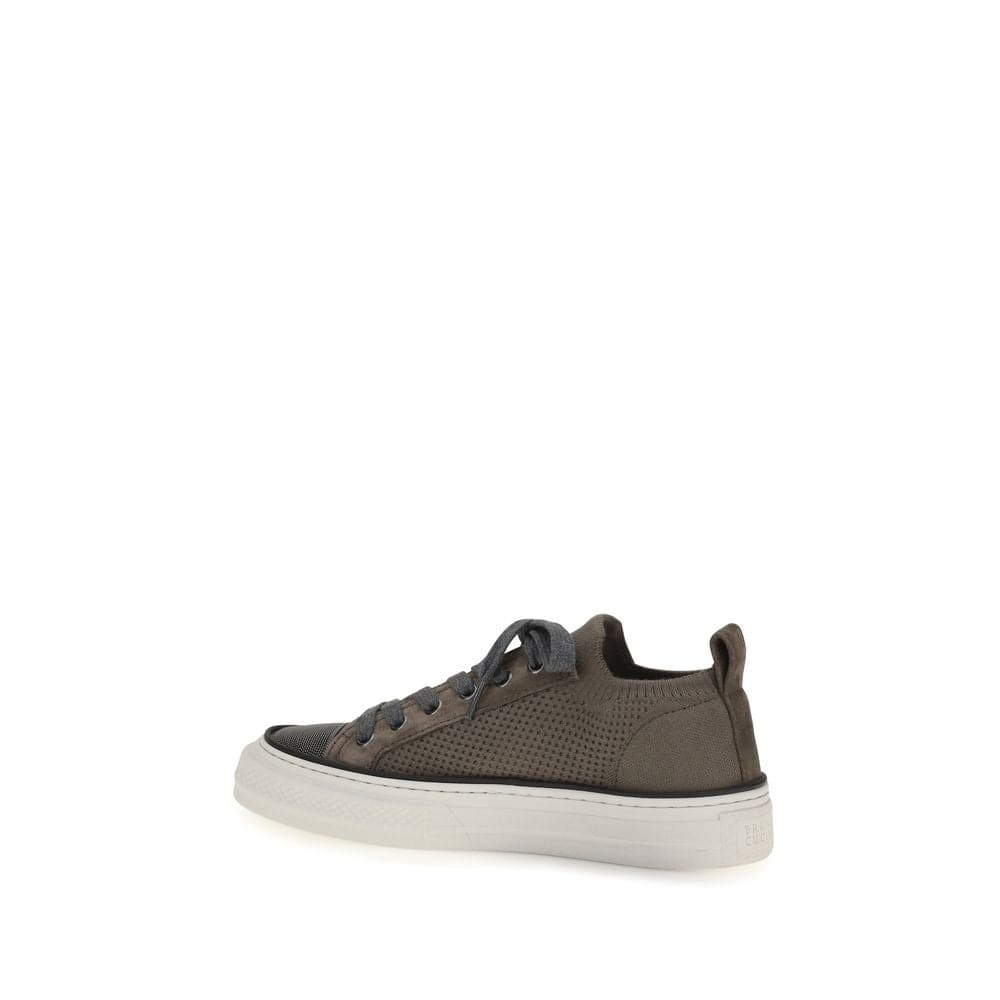 Brunello Cucinelli Brown Cotton Low Top Sneakers - 3