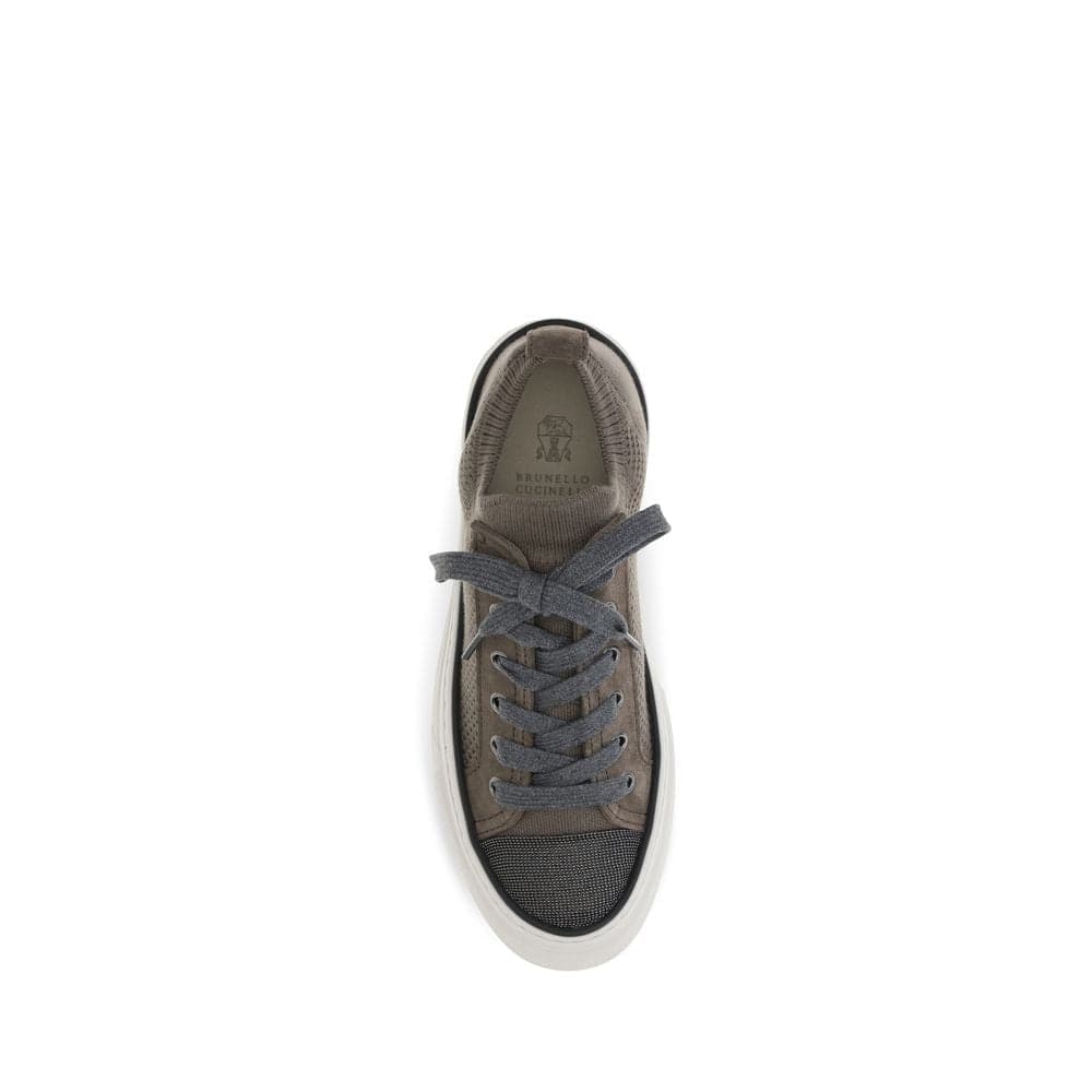 Brunello Cucinelli Brown Cotton Low Top Sneakers - 4