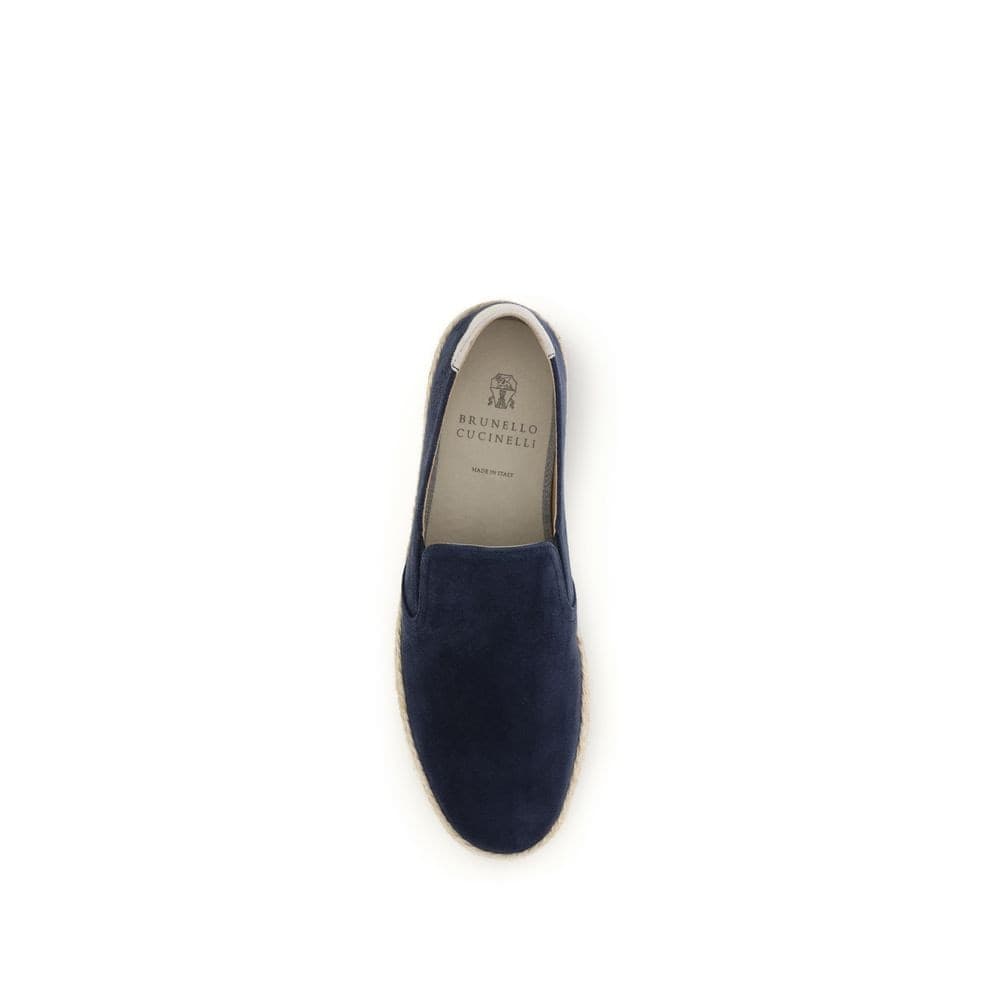 Brunello Cucinelli Blue Calf Leather Bos Taurus Espadrilles - 4