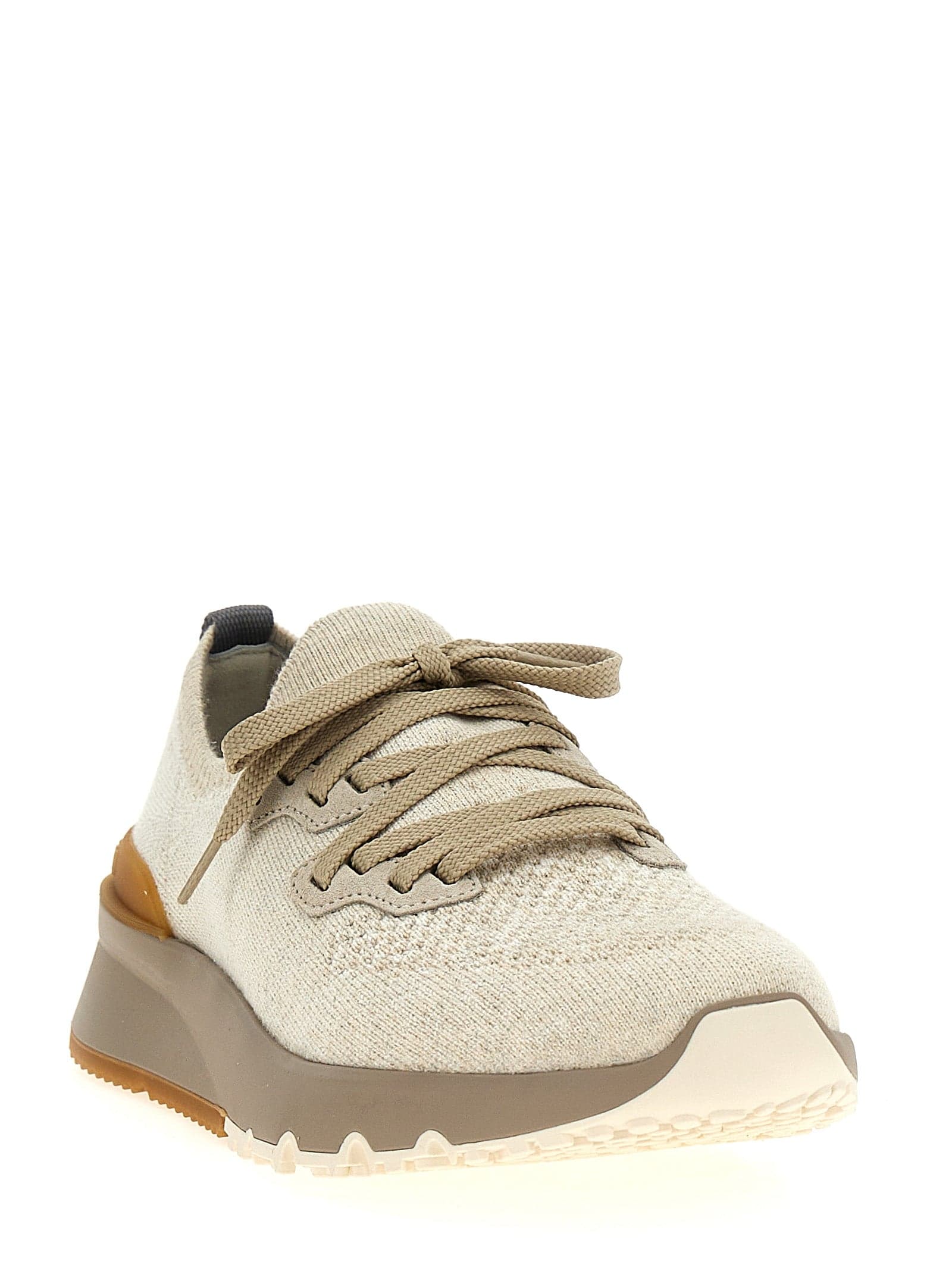 Brunello Cucinelli Beige Cotton Low Top Sneakers - 2