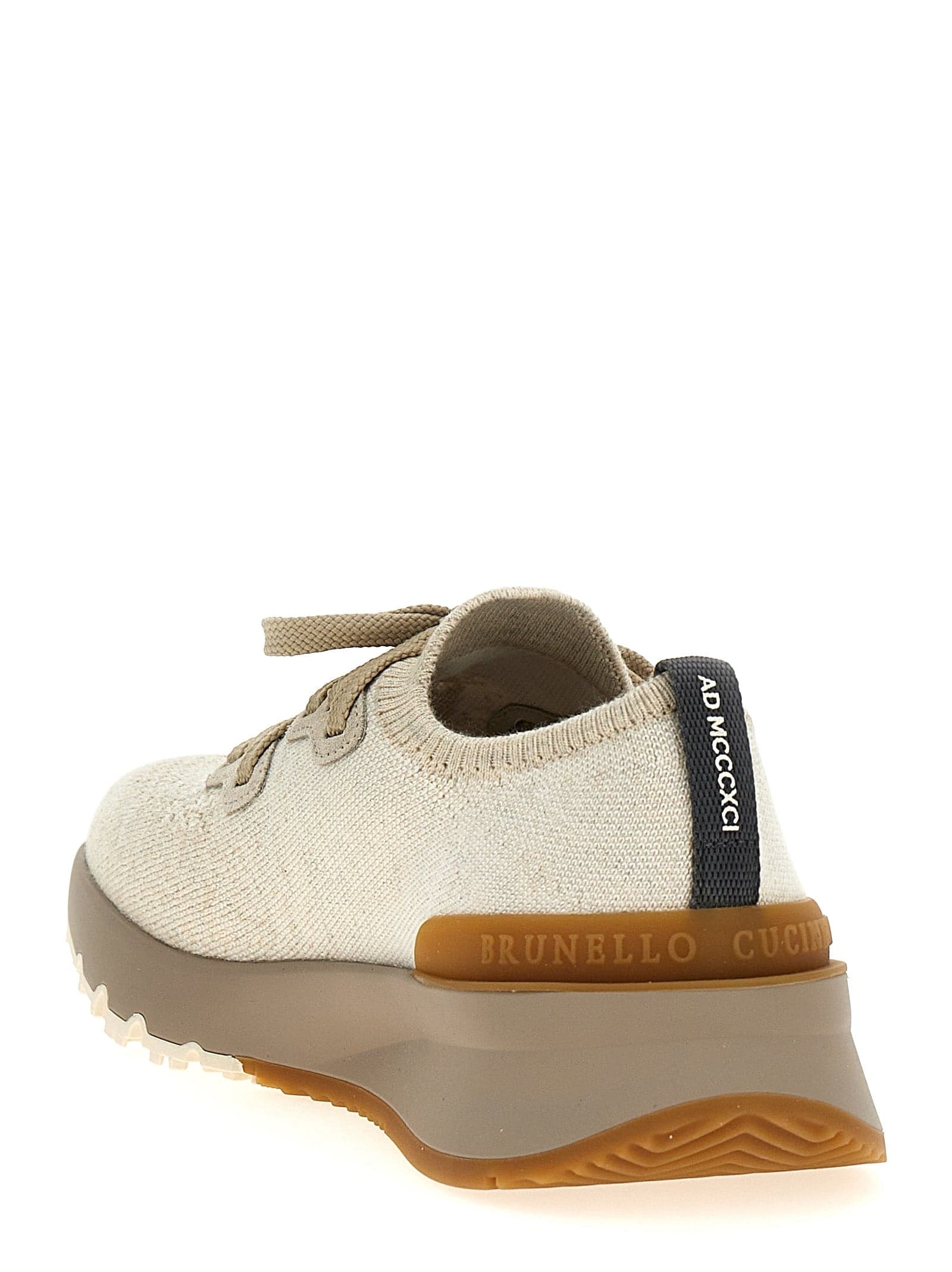 Brunello Cucinelli Beige Cotton Low Top Sneakers - 3