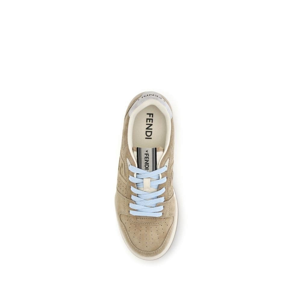 Fendi Beige Calf Leather Bos Taurus Low Top Sneakers - 4
