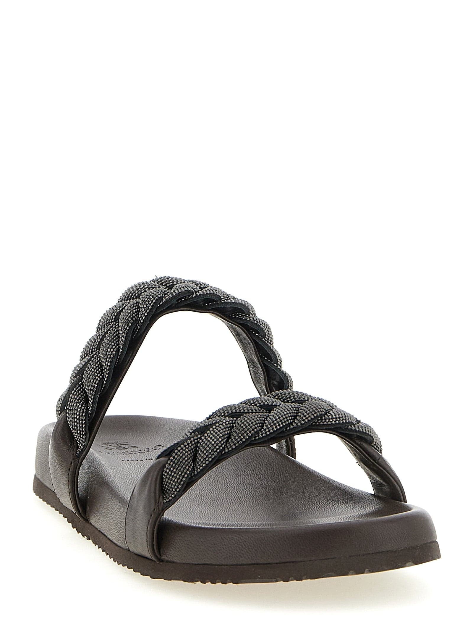 Brunello Cucinelli Brown Leather Slides - 2
