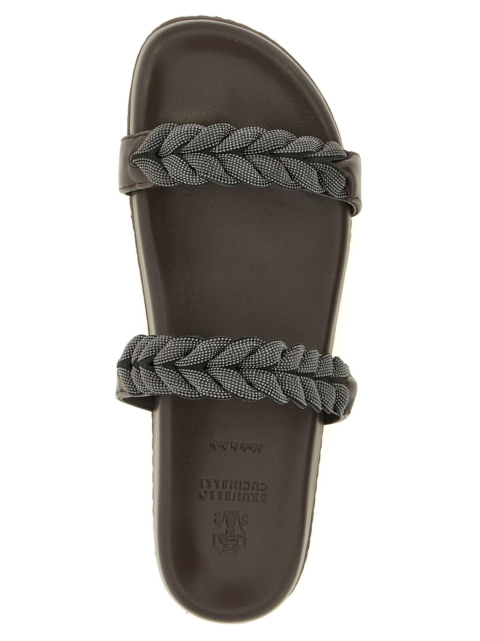 Brunello Cucinelli Brown Leather Slides - 4