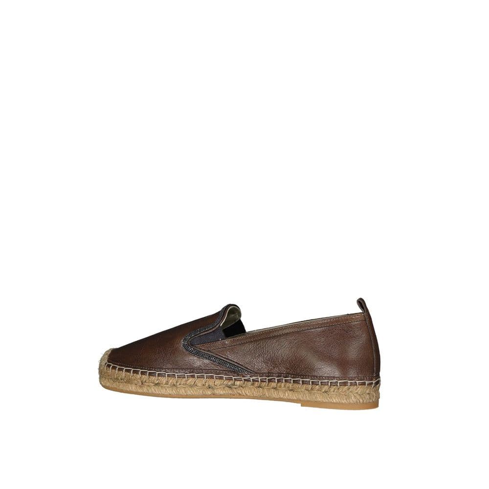 Brunello Cucinelli Brown Leather Espadrilles - 3