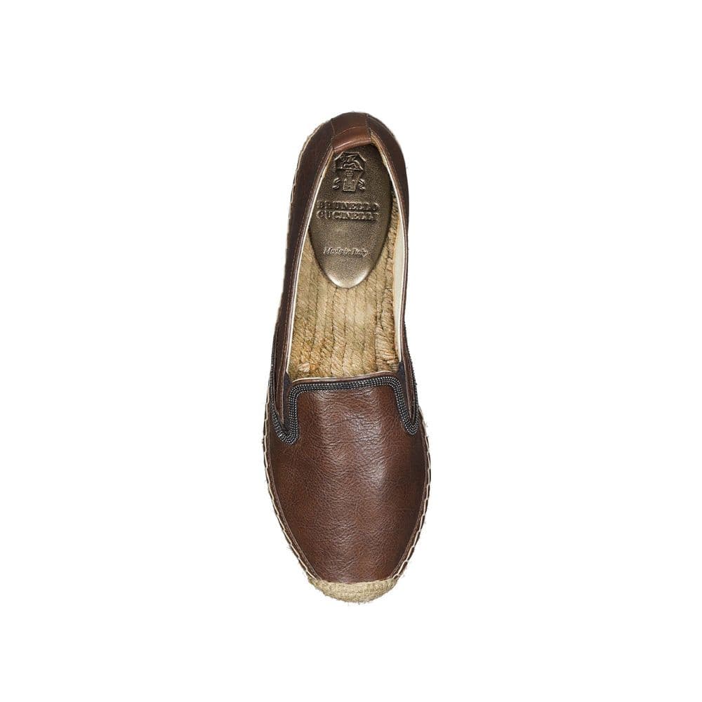 Brunello Cucinelli Brown Leather Espadrilles - 4