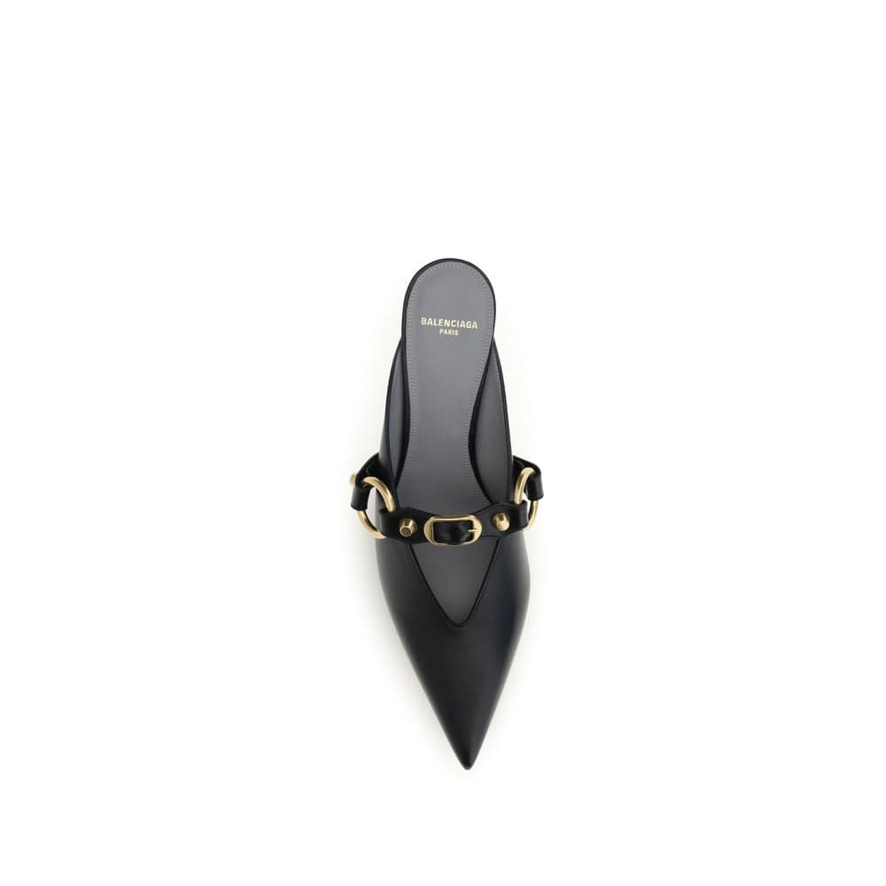 Balenciaga Black Calf Leather Bos Taurus Mules - 4