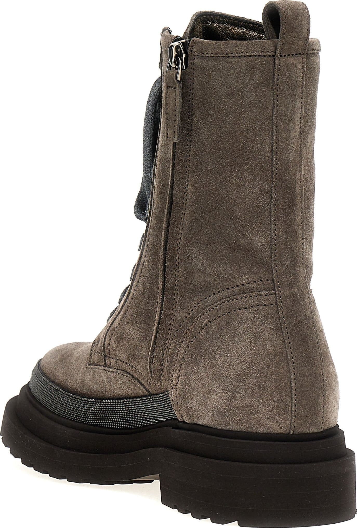 Brunello Cucinelli Gray Leather Ankle Boots - 3