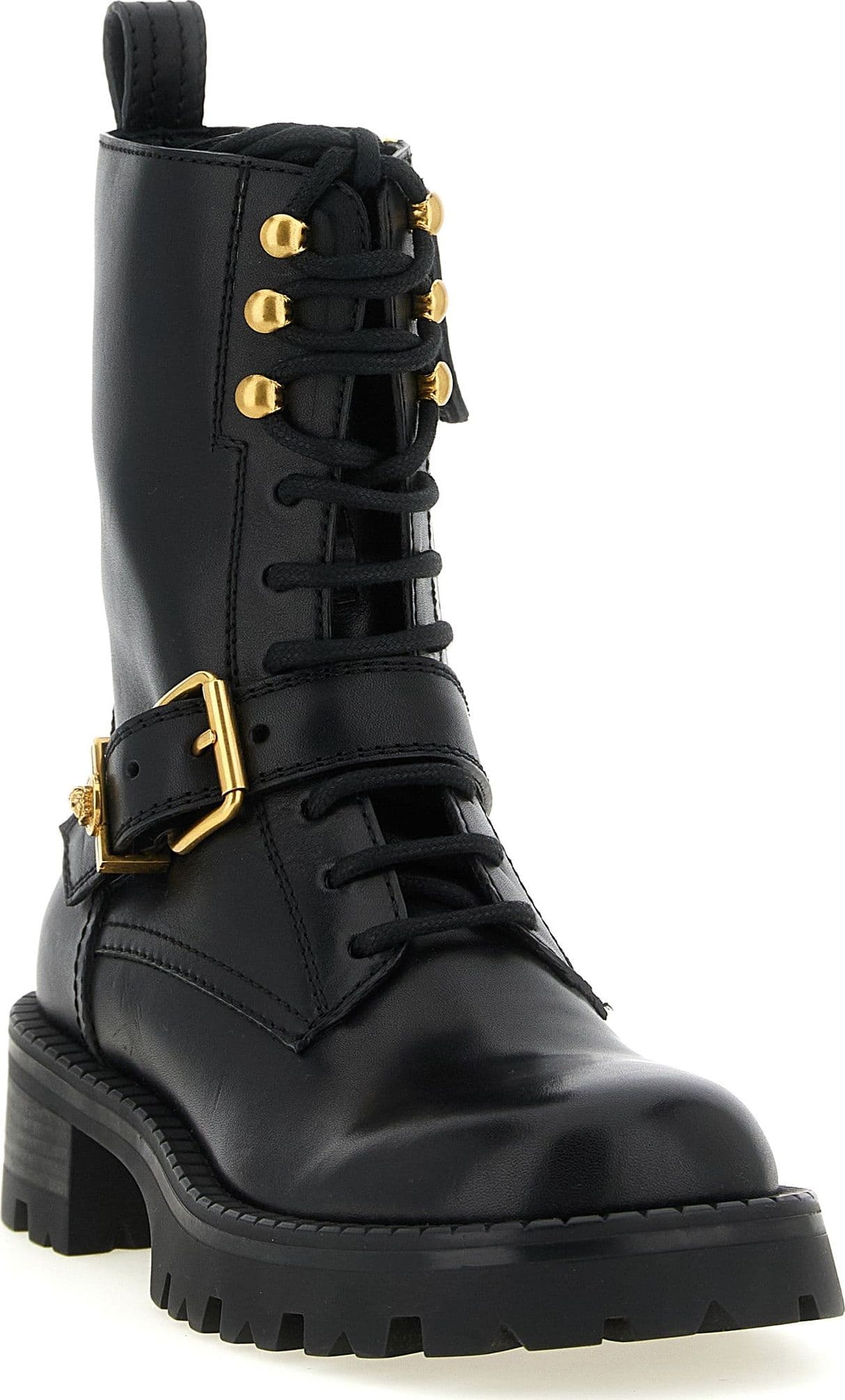 Versace Black Calfskin Lace-Up Boots - 2