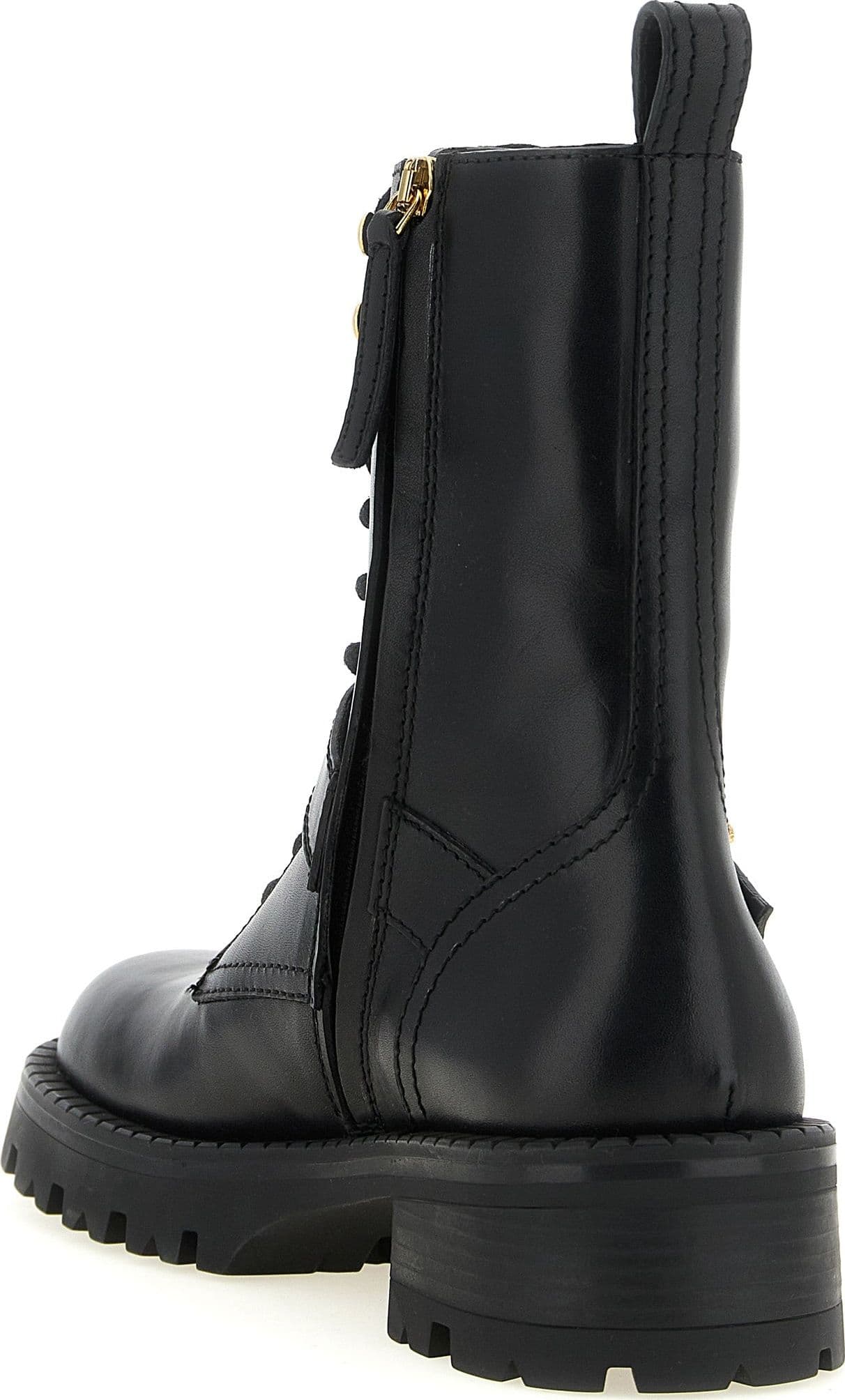 Versace Black Calfskin Lace-Up Boots - 3
